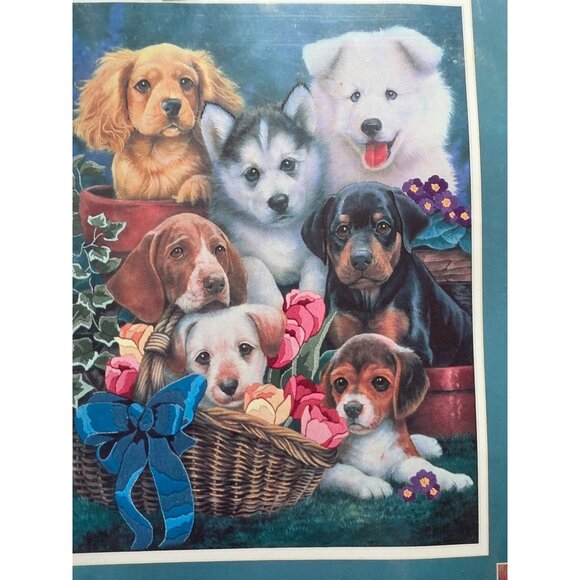 Sunset Gallery Crewel Kit "Loving Puppies" 12"x16" Home Craft Embroidery Kit By - Picture 3 of 4